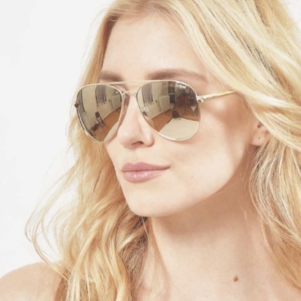 Le Specs Unisex Mirrored Gold Aviator Sunglasses